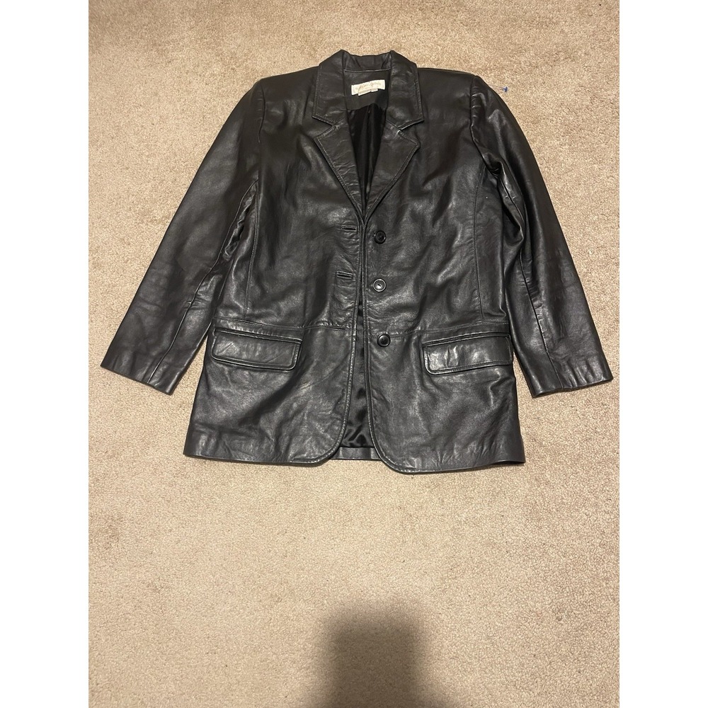 VTG Margaret Godfrey Black Leather Jacket Size 4p